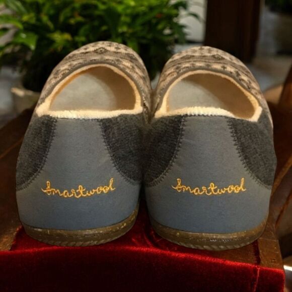 Smartwool Morning Ballet Flats Women's Size 10 Blue Wool Cozy Winter Shoes - Picture 7 of 8